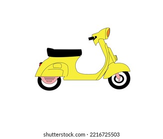cool yellow classic vespa vector