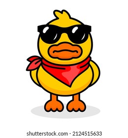 Cool yellow duck with sunglasses