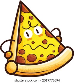 Cool yellow pizza character expression in cartoon style