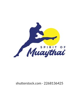 cool you man fighter kick muaythai sport isolated logo design vector icon illustration