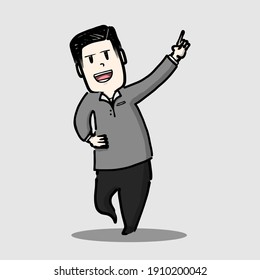 cool young boy dancing cartoon illustration vector