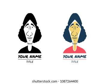 cool young man long heavy  hair logo 