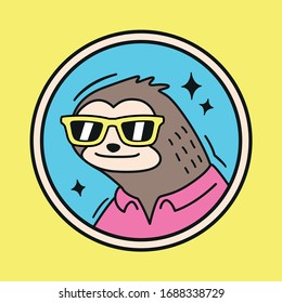 Cool young sloth with sunglasses - colorful and fun illustration 