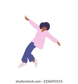 Cool young teenager woman street breakdancer cartoon character isolated o white background