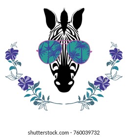 Cool Zebra in Sun Glasses Vector Illustration