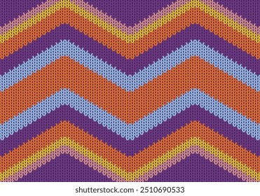 Frio ziguezague chevron listras tricô textura geométrica padrão sem emenda. Impressão de tecido tricot tecido de malha de lenço. Estilo nórdico padrão de malha sem costura. Artesanato backdrop.vintage cor ziguezague padrão de tricô.