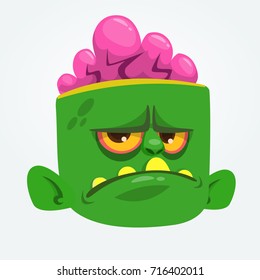 Cool Zombie Head Cartoon. Halloween vector illustration