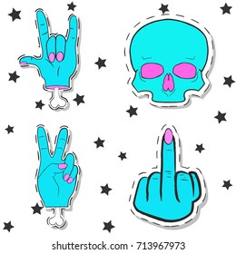cool zombie patch collection, illustration in vector format