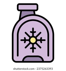 Vector de contorno del icono del frasco de refrigerante. Motor de agua. Color plano del sistema del radiador
