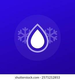 coolant drop icon with snowflakes, transparent design