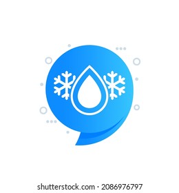 icono de caída de refrigerante con copos de nieve, diseño vectorial