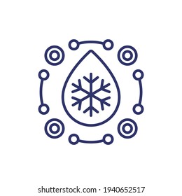 icono de la línea de caída del refrigerante en blanco