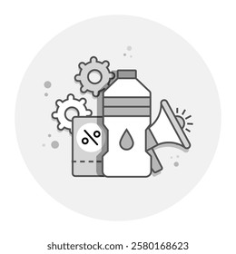 Coolant and Fluid Refill Icon, Automotive Cooling System and Car Maintenance Symbol