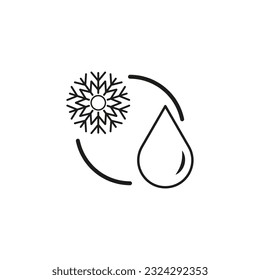 coolant icon. drop with snowflake. cold liquid. Vector illustration. stock image.
