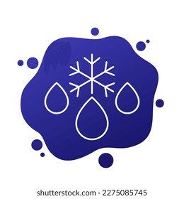 icono de línea de refrigerante con gotas, vector