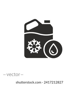 coolant plastic bottle icon, antifreeze fluid, water canister, flat symbol, vector illustration