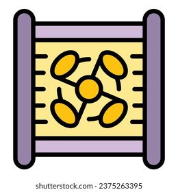 Vector de contorno del icono del radiador de refrigerante. Anticongelante de coches. Color del motor de agua plano