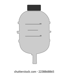 Depósito refrigerante con línea de nivel mínimo y máximo, ilustración vectorial