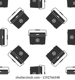 Cooler bag isolated icon seamless pattern on white background. Portable freezer bag. Handheld refrigerator. Flat design. Vector Illustration