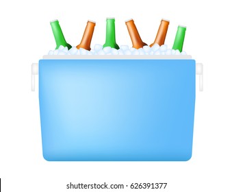 cooler with bottle and ice vector