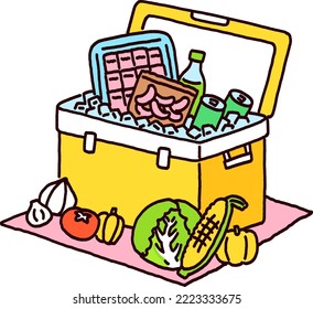 Cooler box filled with materials