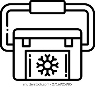 Icono de la caja del refrigerador con el símbolo del copo de nieve