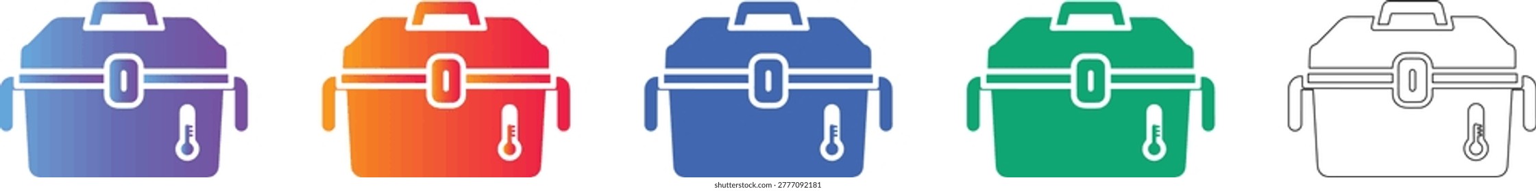 Cooler Box for Medical Supplies Icon Set vol 2163