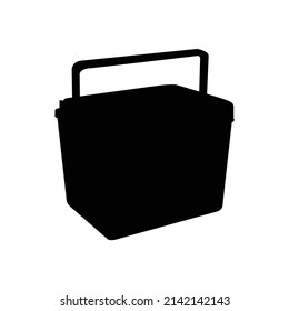 Cooler Box Silhouette. Black and White Icon Design Element on Isolated White Background