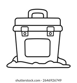Cooler box summer picnic and beach ice chest coloring page vector illustration isolated on white background