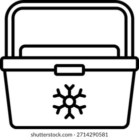 Ícone de vetor de caixa mais fria, refrigerador portátil