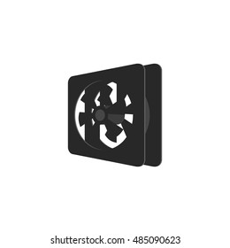 Cooler for computer icon in black monochrome style isolated on white background. Components symbol vector illustration
