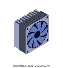 Cooler for computer processor isometric icon vector illustration