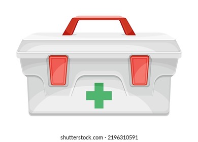 Cooler For Donor Organ As Medical Device With Cross And Handle Vector Illustration