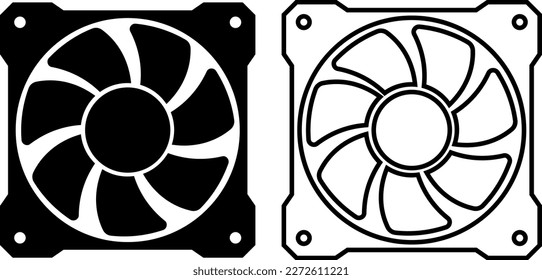 Cooler fan icon. Air ventilation. Computer cooler PC hardware. Modern CPU processor cooler vector illustration.