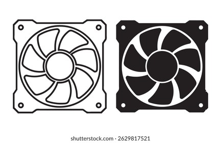 Cooler fan icon. Air ventilation. Computer cooler PC hardware.