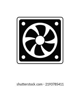 cooler fan icon in black flat glyph, filled style isolated on white background