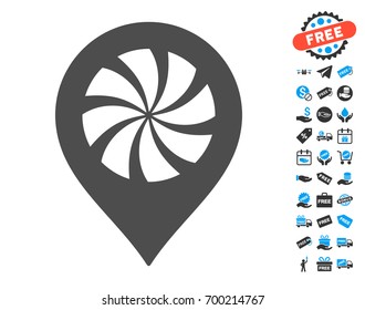 Cooler Fan Marker gray icon with free bonus design elements. Vector illustration style is flat iconic symbols.
