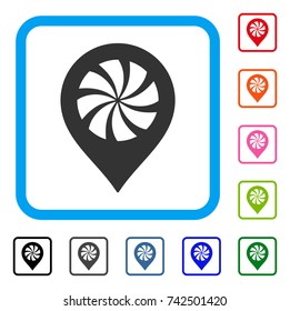 Cooler Fan Marker icon. Flat grey pictogram symbol in a light blue rounded rectangular frame. Black, gray, green, blue, red, orange color additional versions of Cooler Fan Marker vector.