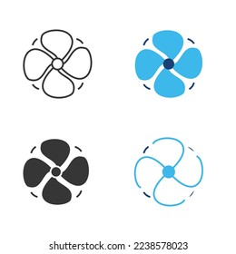 icono de enfriamiento de iconos vectoriales del ventilador del refrigerador e icono de mobiliario