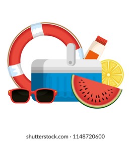 cooler with float and sunglasses
