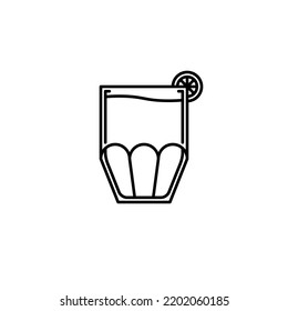 cooler glass icon with lemon slice on white background. simple, line, silhouette and clean style. black and white. suitable for symbol, sign, icon or logo