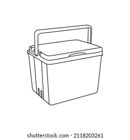 Cooler Ice Box Outline Icon Illustration on White Background