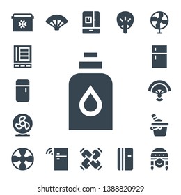 cooler icon set. 17 filled cooler icons.  Simple modern icons about  - Fridge, Refrigerator, Conditioner, Fan, Ice bucket, Propeller, United