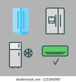 cooler icon set. vector set about air conditioner and fridge icons set.