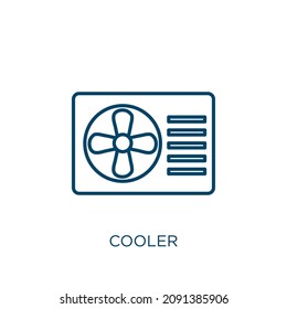 cooler icon. Thin linear cooler outline icon isolated on white background. Line vector cooler sign, symbol for web and mobile