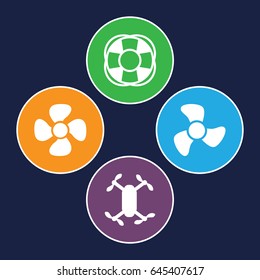 Cooler icons set. set of 4 cooler filled icons such as fan