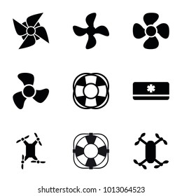 Cooler icons. set of 9 editable filled cooler icons such as axle with propeller, fan