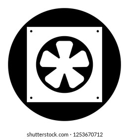 Cooler, pc icon on black circle. White background