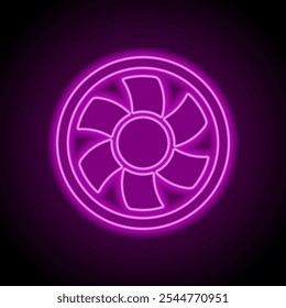 Cooler, pc simple icon. Flat design. Purple neon on black background.ai