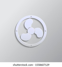 cooler, ventilation paper style icon. Grey color vector background